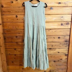 Beachwood Baby Linen Maxi Sleevless Henley Dress One Size
